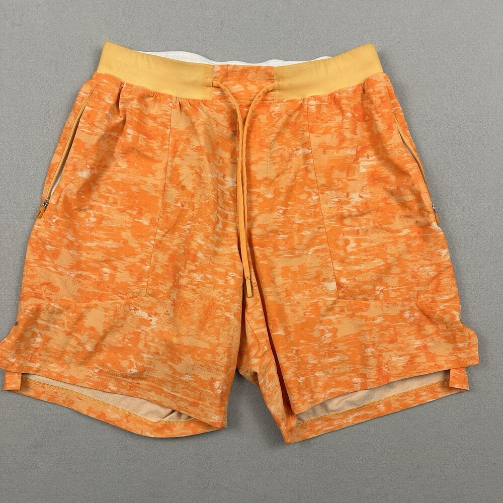 Lululemon Shorts Men Small Orange Geometrric License To Train Reflective Gym S